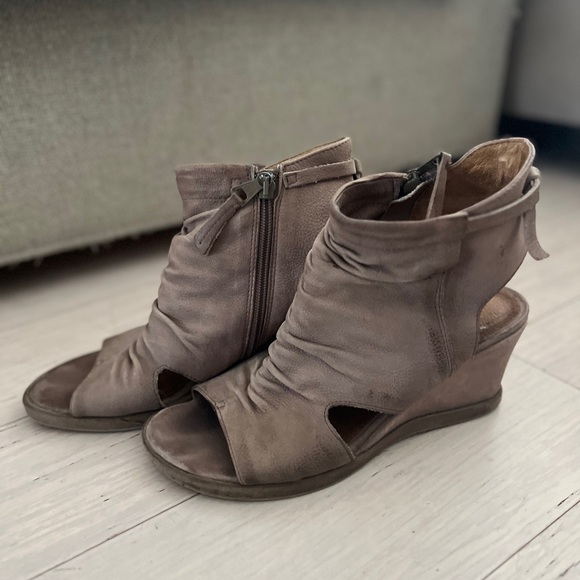 Miz Mooz wedge sandals. Taupe/sand color. 8.5 size. Used. - Picture 4 of 5